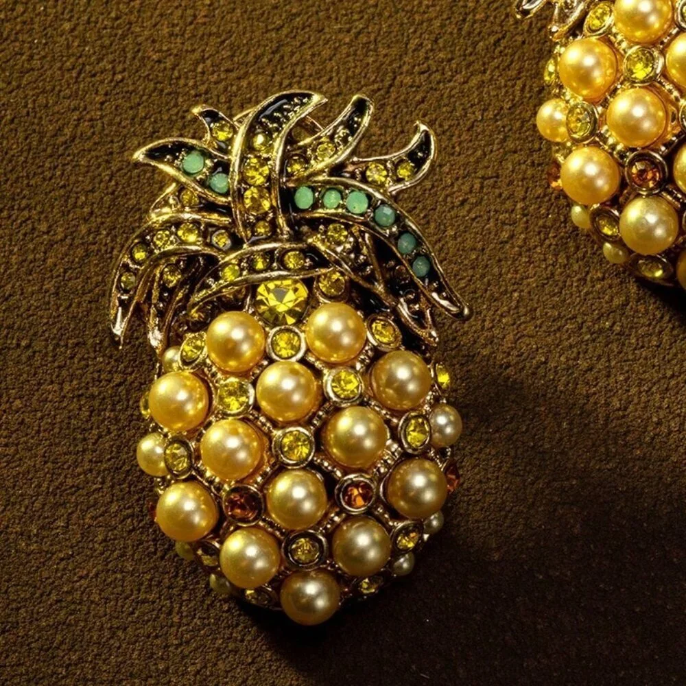 Multicolor  Women's Pineapple Design Necklace And Earrings Set